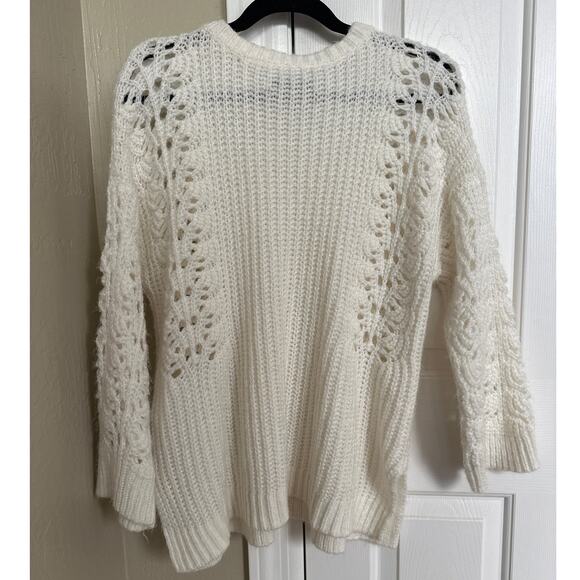 Pilcro Anthropologie Devenne Pointelle Knitted Pullover Small Ivory Sweater‎ - Picture 4 of 8
